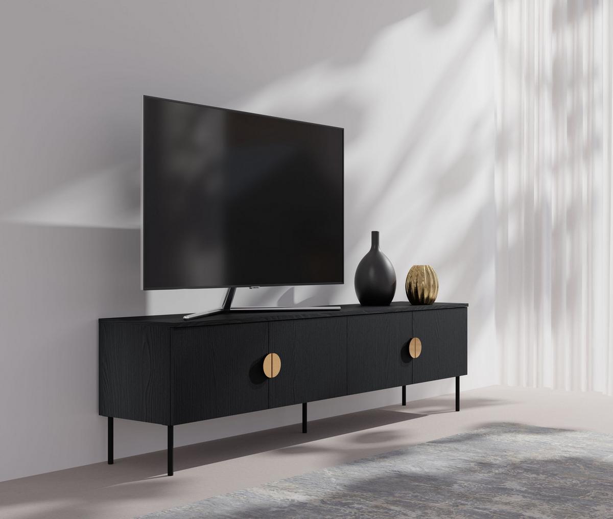 TV-SCHRÄNK Graphitschwarz 200/53,6/40 - Graphitfarben, Holzwerkstoff (200/54/40cm) - RAUMHIRSCH FURNITURE