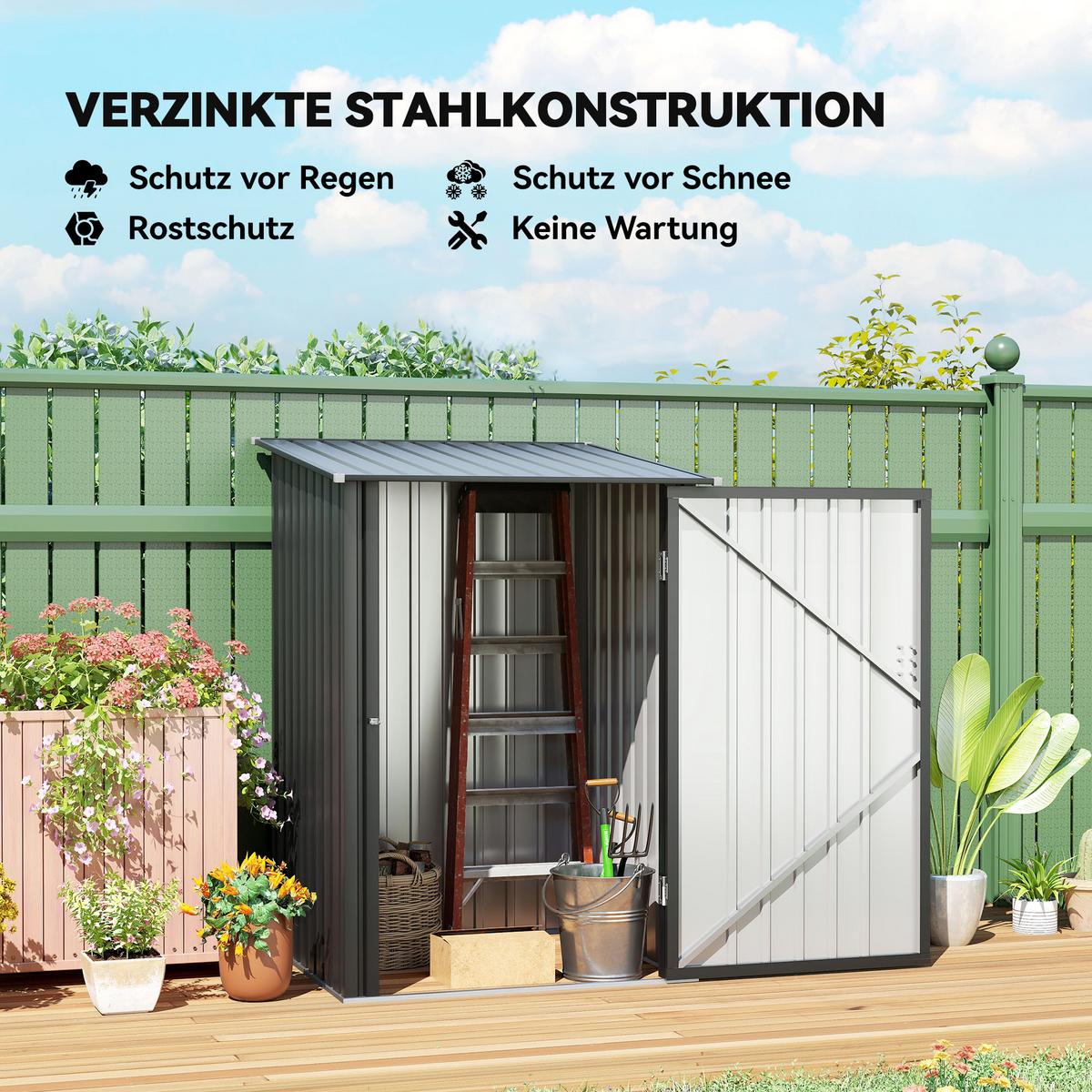 GERÄTEHAUS mit Pultdach 1 x 1 m Metall Gartenhaus 0,92m² verzinkter Stahl Grau - Dunkelgrau, Metall (103/160/100cm) - Outsunny