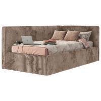 POLSTERBETT TILVO 90/200 - Braun Cord - Taschenfederkernmatratze - Rechts - Braun, Textil (200/90cm) - MKS