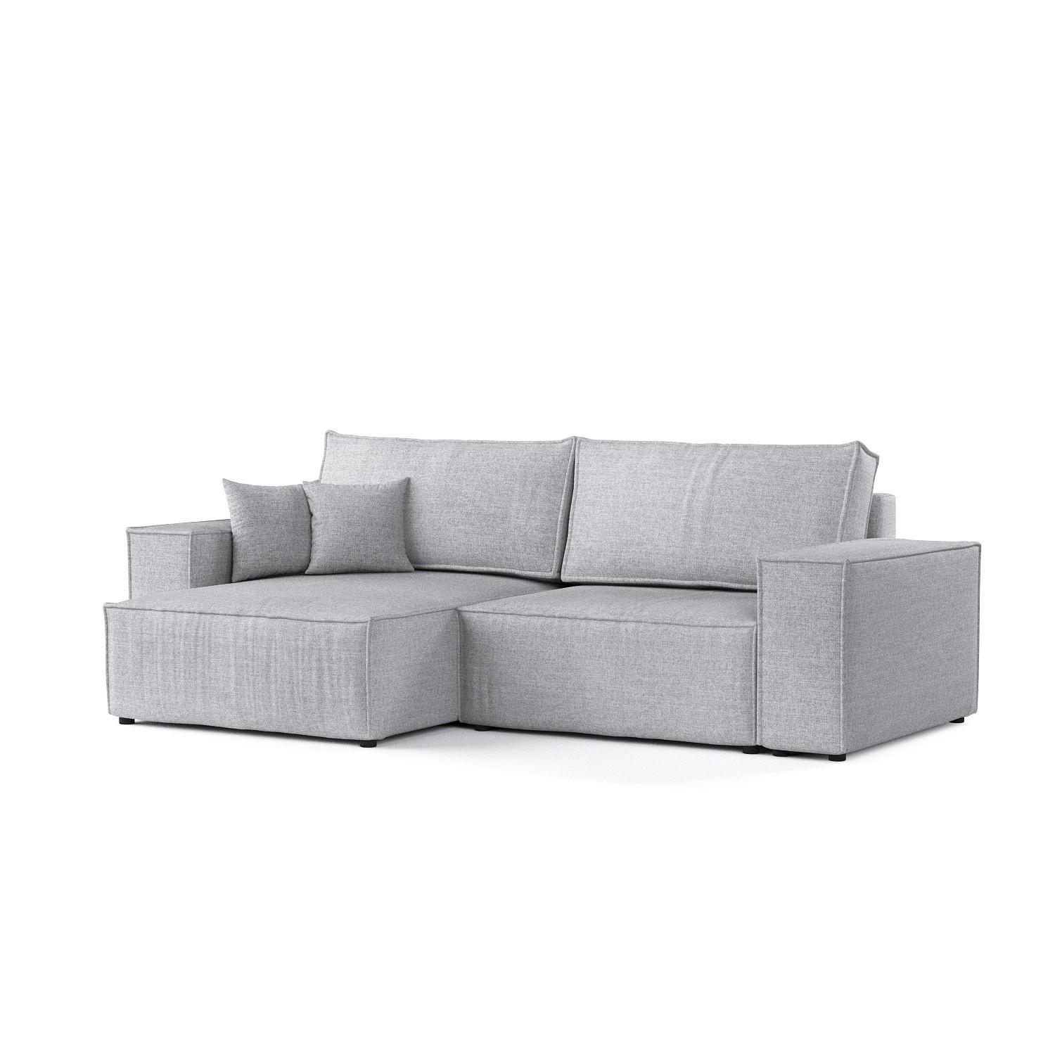 ECKSOFA CAVO mit Schlaffunktion Hellbeige im City Stoff - Hellgrau/Schwarz, Holz/Holzwerkstoff (255/148cm) - AltaBeds