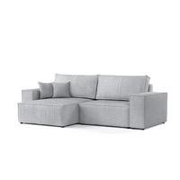 ECKSOFA CAVO mit Schlaffunktion Hellbeige im City Stoff - Hellgrau/Schwarz, Holz/Holzwerkstoff (255/148cm) - AltaBeds