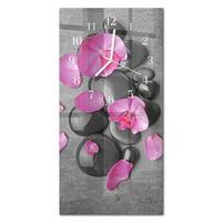 WANDUHR aus Glas 30x60 cm - Orchideensteine - Multicolor, Glas (30/60/0.4cm) - TULUP
