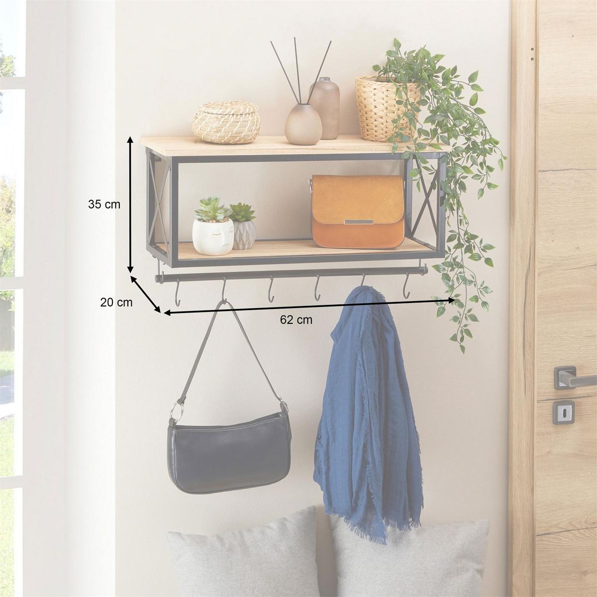WANDGARDEROBE ARMANDO schwarz/braun - Schwarz/Braun, Metall (62/35/20cm) - CARO-Möbel