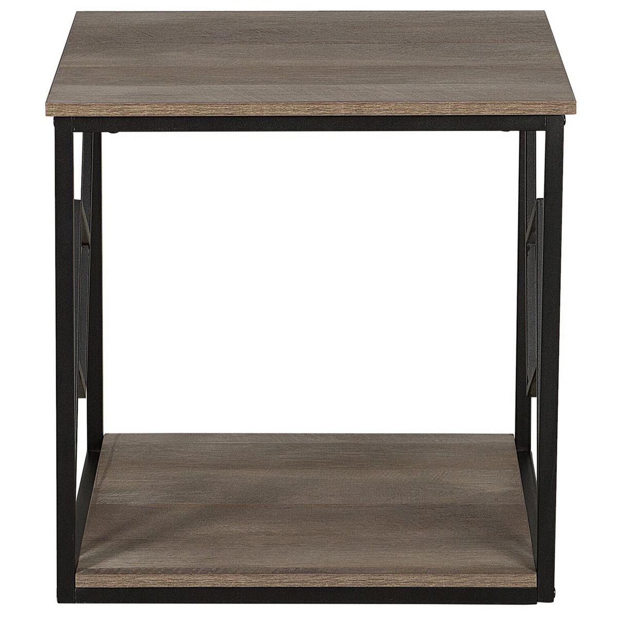 BEISTELLTISCH dunkler Holzfarbton quadratisch 56/56 cm Forres - Dunkelbraun/Schwarz, Holzwerkstoff (56/56/56cm) - Beliani