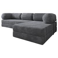 ECKSOFA ETERA modulares Boneless Sofa mit Schlaffunktion Grau Cordstoff - Dunkelgrau, Textil (270/160cm) - MASSENO