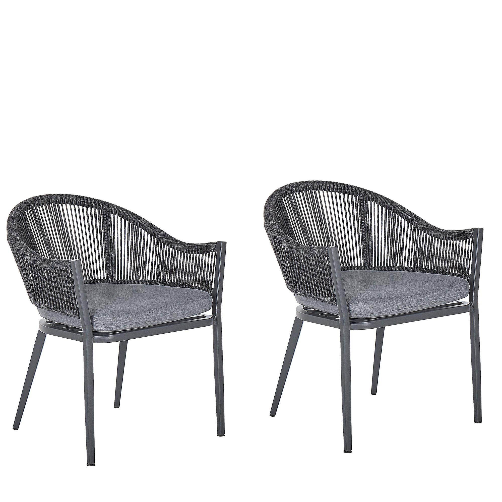 GARTENSTUHL 2er-Set Aluminium dunkelgrau Mileto - Dunkelgrau, Metall (55/77/46cm) - Beliani