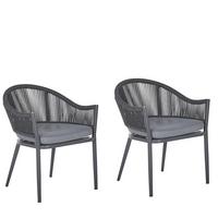 GARTENSTUHL 2er-Set Aluminium dunkelgrau Mileto - Dunkelgrau, Metall (55/77/46cm) - Beliani