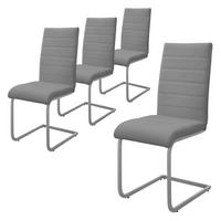SCHWINGSTUHL 4er Set Grau Kunstleder - Silberfarben/Grau, Metall (40/102/57cm) - ML-DESIGN