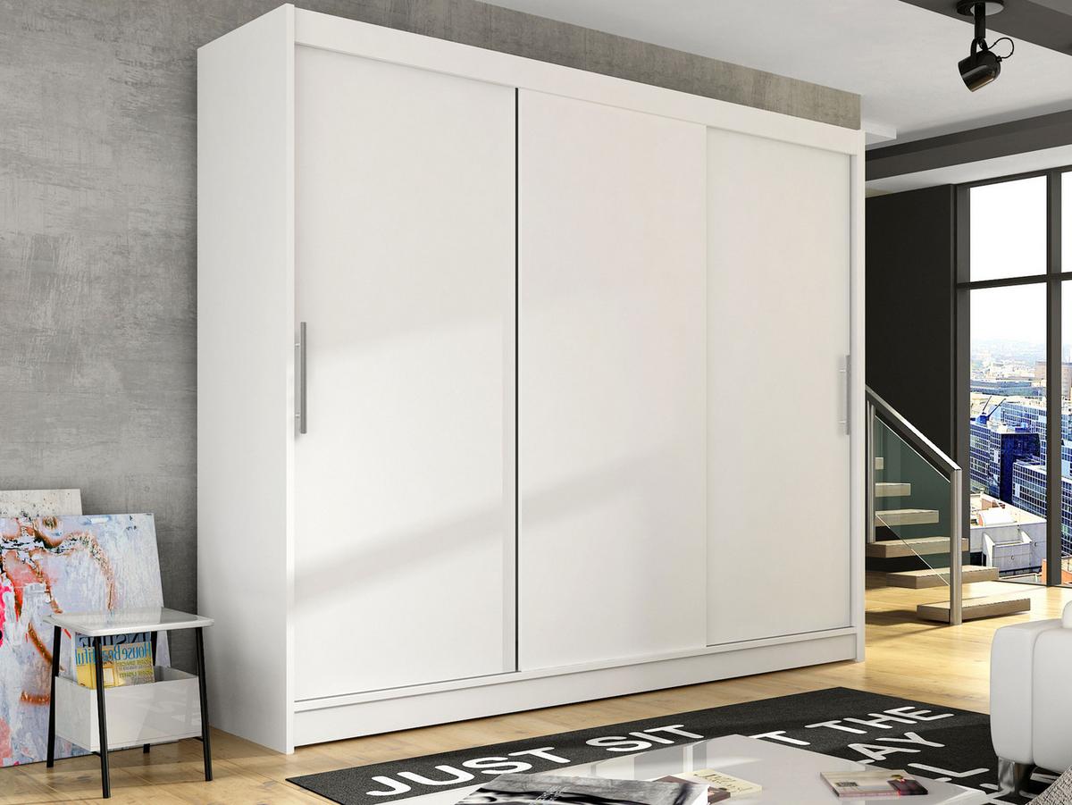 KLEIDERSCHRANK Aston II - Silberfarben/Weiß, Holzwerkstoff/Kunststoff (250/215/58cm) - MIRJAN24