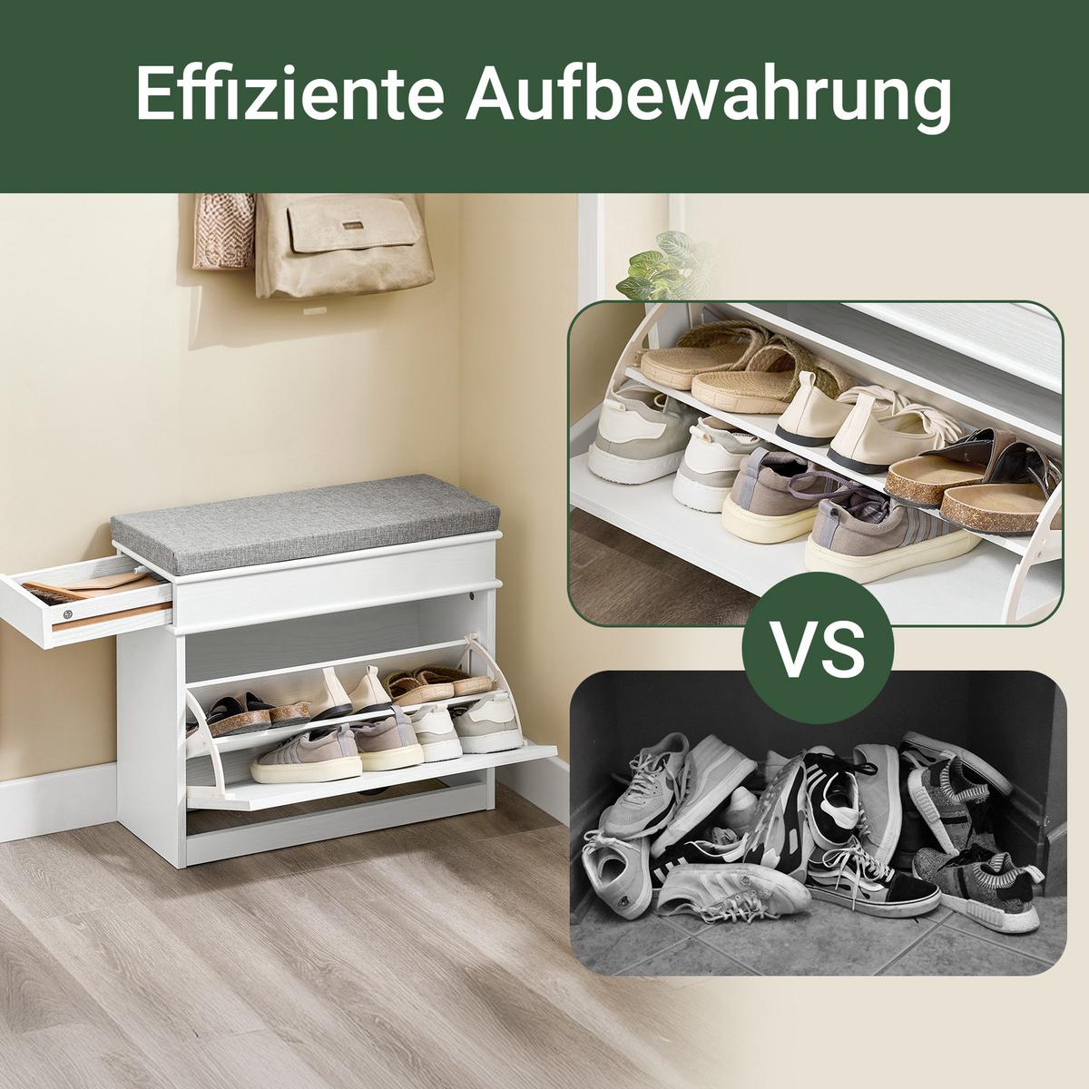 SCHUHBANK Weiß - Weiß, Holzwerkstoff (61/51/24cm) - SoBuy