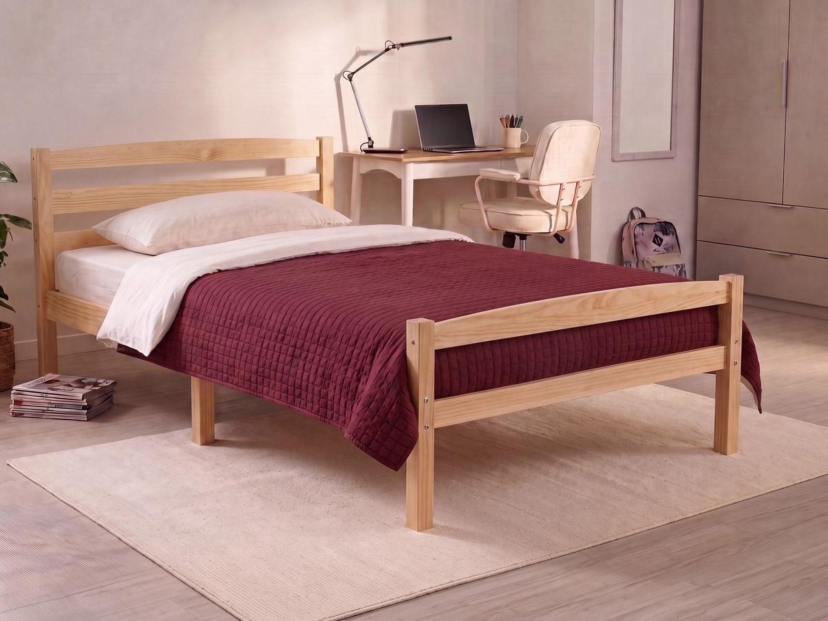BETT mit Lattenrost 120/200 Kiefernholz Hellbraun Echallon - Hellbraun/Braun, Holz (120/200cm) - Beliani