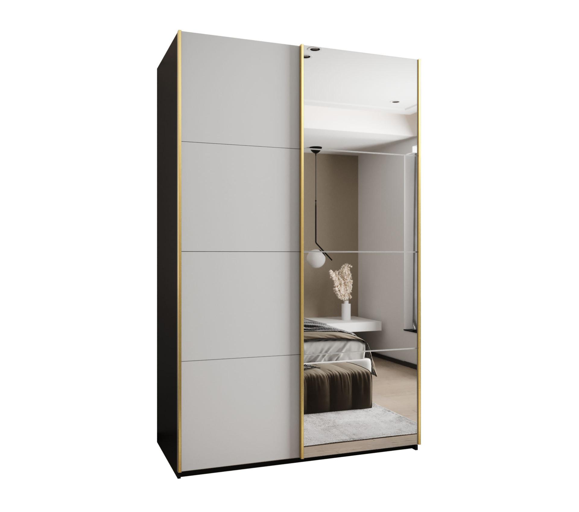 SCHWEBETÜRENSCHRANK 245,5/160/64 2-türig - Goldfarben/Schwarz, Holz/Metall (160/245/64cm) - Abiks Möbel