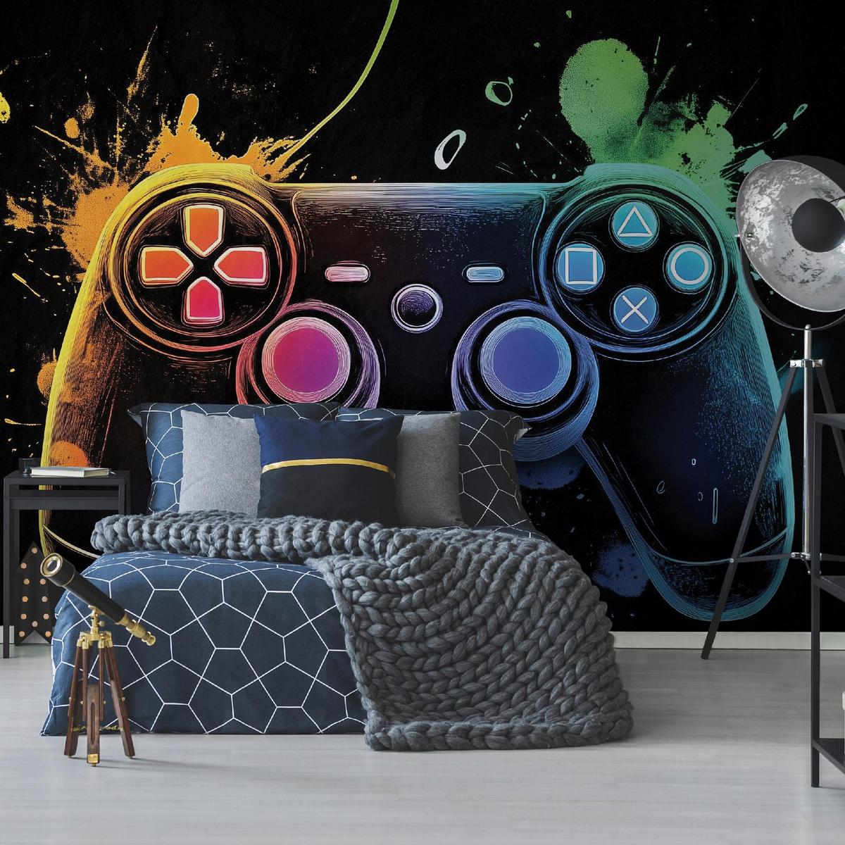 FOTOTAPETE Kinderzimmer Junge Gaming Kindertapete 400x280 - Multicolor, Papier (400/280cm) - Wallarena
