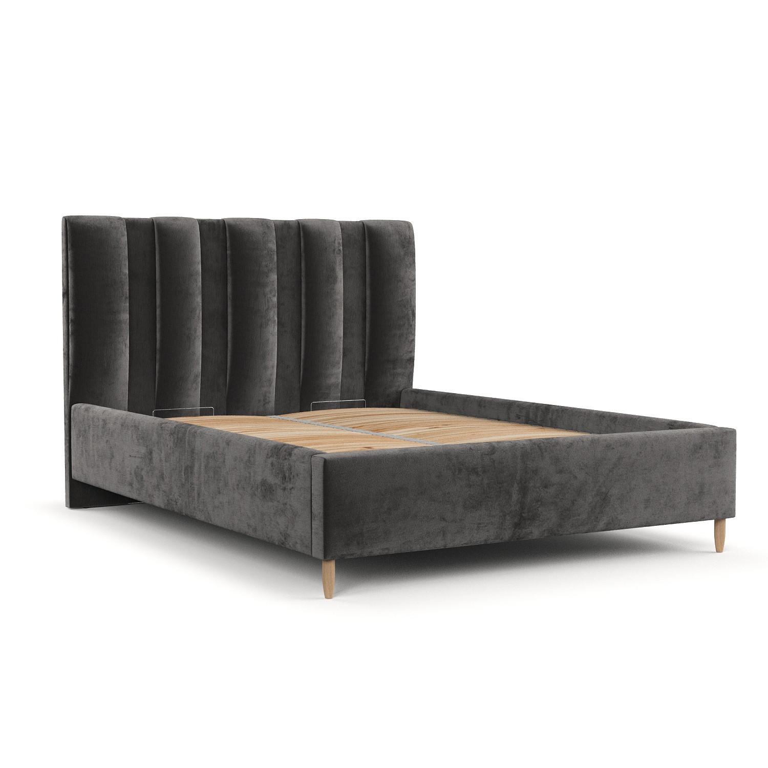 POLSTERBETT Loom 140/200 cm Anthrazit im Lotta Stoff - Anthrazit/Naturfarben, Holz/Holzwerkstoff (140/200cm) - AltaBeds