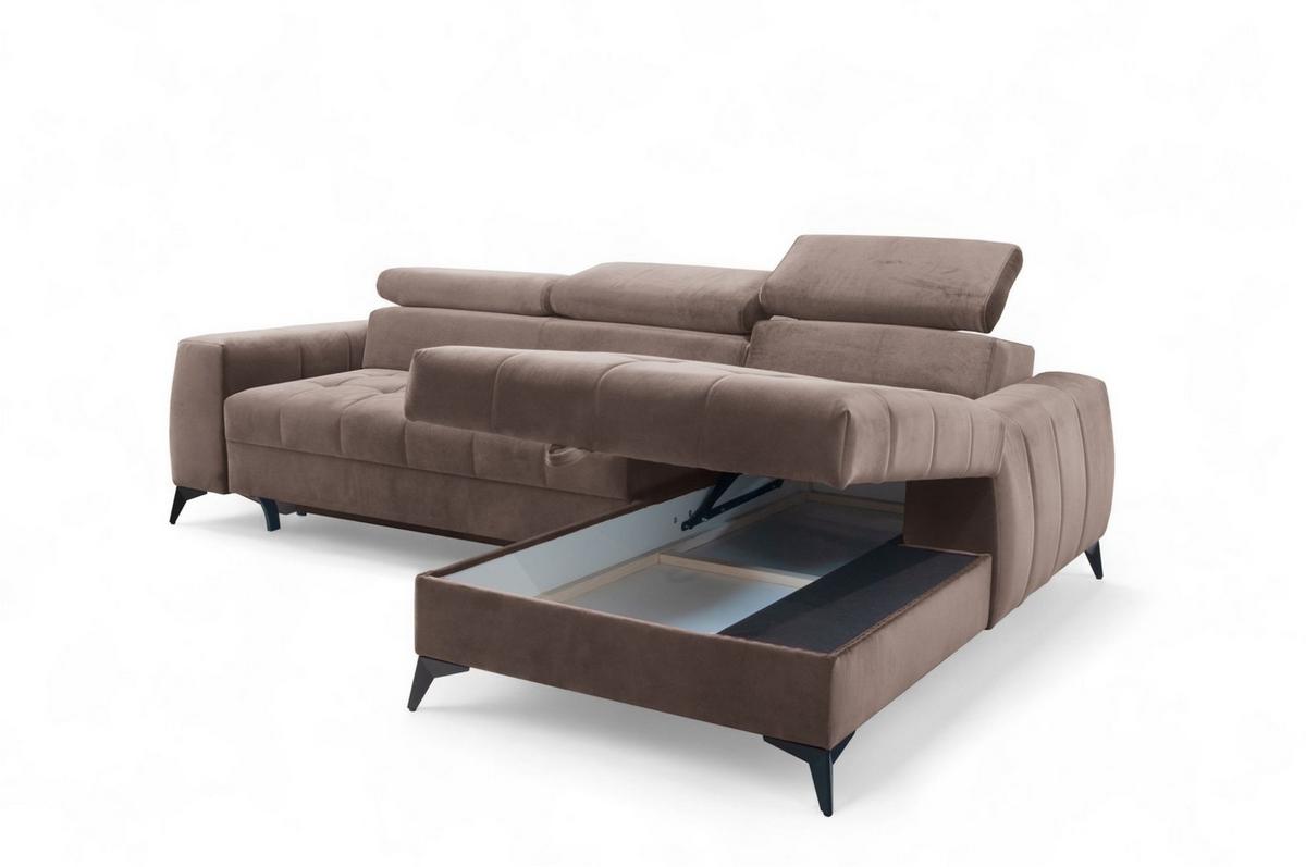 ECKSOFA Agnesa Xs In Salvador - Braun, Holzwerkstoff/Textil (260/200cm) - Fun Möbel