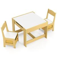 KINDERSITZ‑SET mit Stuhl gelb(3-tlg) - Gelb, Holzwerkstoff (62/48/62cm) - COSTWAY