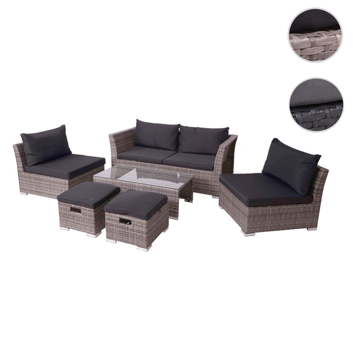 POLY-RATTAN GARNITUR Grau - Grau, Kunststoff - MCW