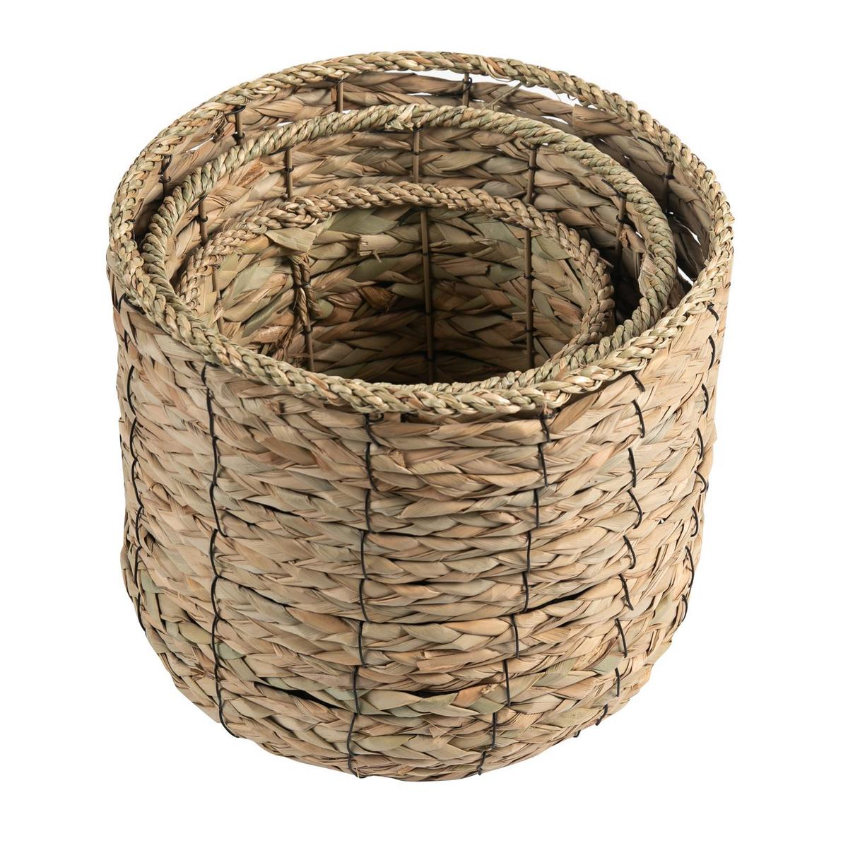 SEEGRASKÖRBE CEBU 3er Set natur - Naturfarben, Naturmaterialen (30/25/30cm) - CARO-Möbel