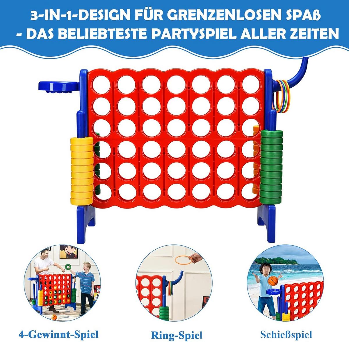 SPIELSET 4 in 1 Riesiges 4 Gewinnt Multicolor - Multicolor, Kunststoff (84/33cm) - COSTWAY