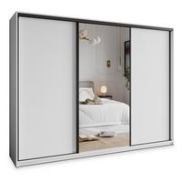 SCHWEBETÜRENSCHRANK TAVI 270/205/60 cm 3-türig mit Spiegel Weiß - Weiß, Holzwerkstoff (270/205/60cm) - MASSENO