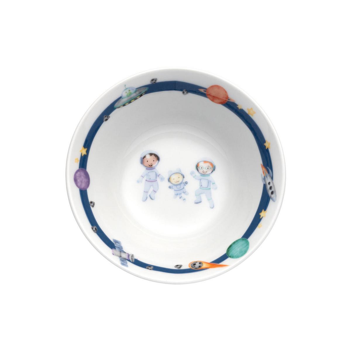 KINDERGESCHIRR SET MIT BESTECK BAMBINI AVVENTURA Weltall - Blau, Keramik/Kunststoff (2/2/2cm) - Leonardo Living