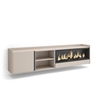 LOWBOARD, Beige, 212/35/50cm, Kamin mit Feuereffekt XXL - Beige, Holzwerkstoff (212/50/35cm) - Skraut Home