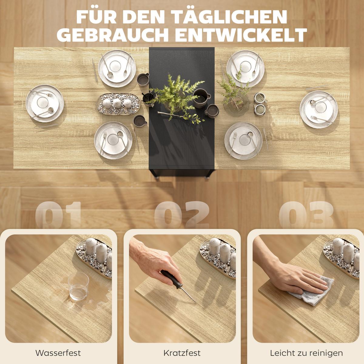 KLAPPTISCH Esstisch Beistelltisch Eiche Metallrahmen Küche Wohnzimmer Braun+Schwarz - Schwarz/Braun, Holzwerkstoff/Metall (169/60/75cm) - HOMCOM