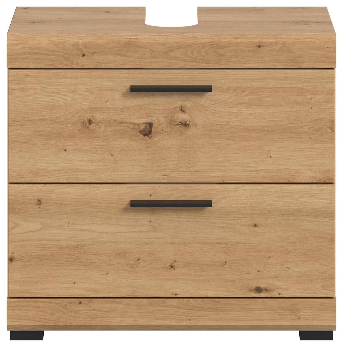 WASCHBECKENUNTERSCHRANK Eiche Artisan 60 cm, Badezimmer Unterschrank mit Schubkästen - Schwarz/Eiche Artisan, Holzwerkstoff/Kunststoff (60/56/34cm) - Inn.Furn