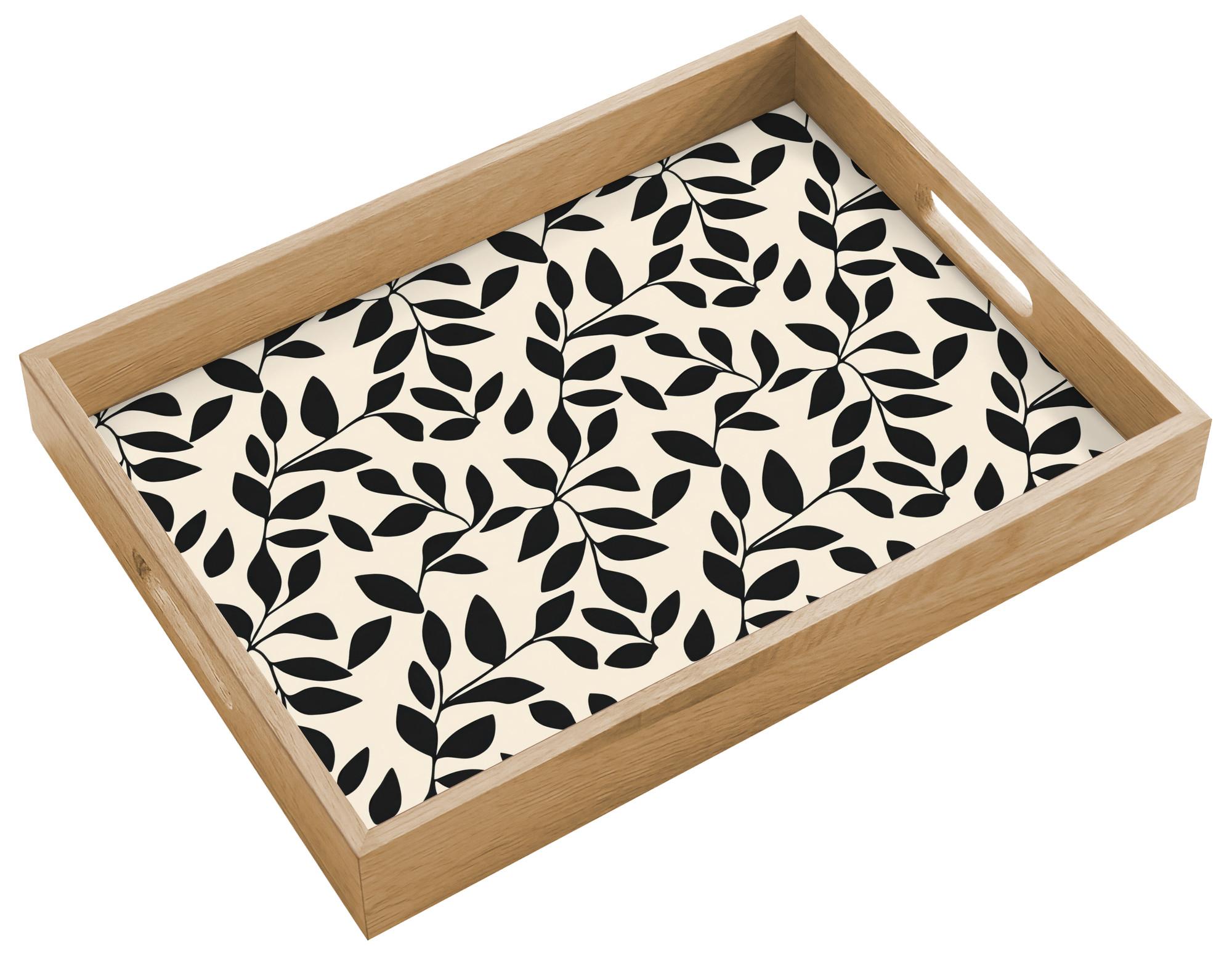 TABLETT Elegant - Gemustert - Schwarz - Beige 40x30 cm - Schwarz, Holz (40/5/5cm) - OnlyWow