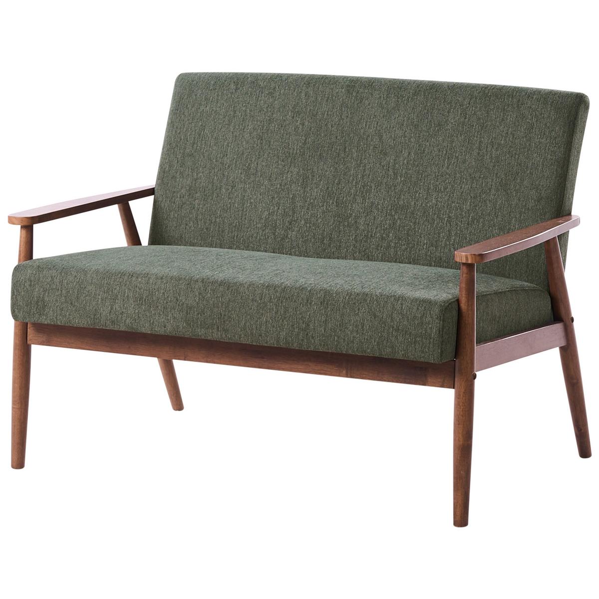 SOFA 2-Sitzer Dunkelbraun/Grün Esrum - Dunkelbraun/Grün, Holz/Textil (111/79/72cm) - Beliani