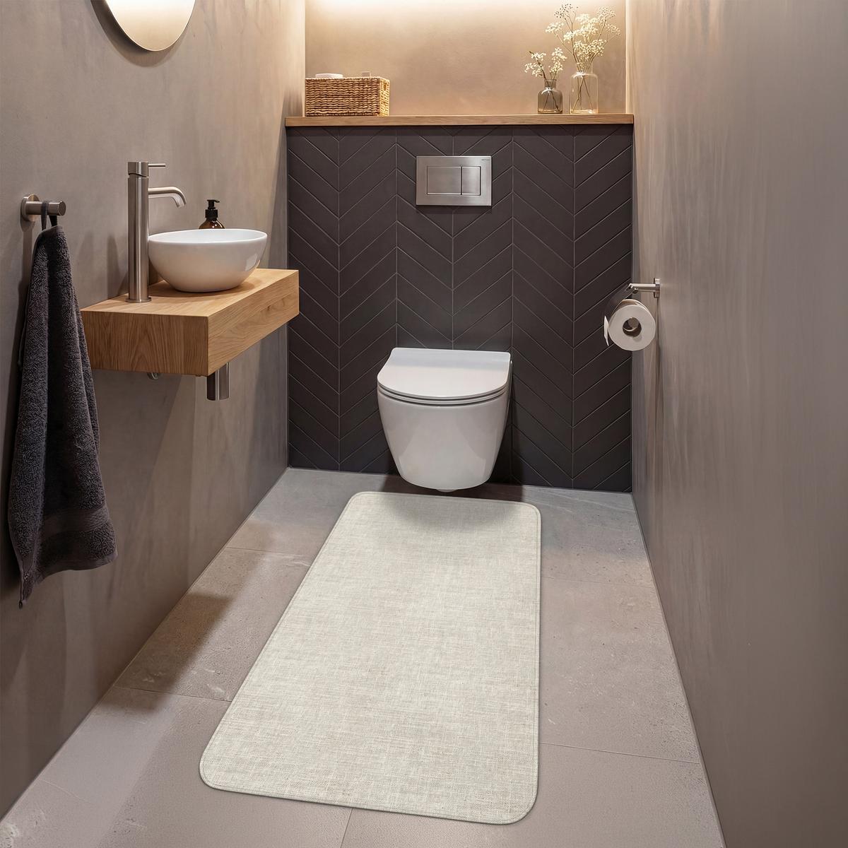 WC-VORLEGER Leinen - Textur - Beige Toilettenvorleger 60x120 cm - Beige, Textil (60/1cm) - OnlyWow