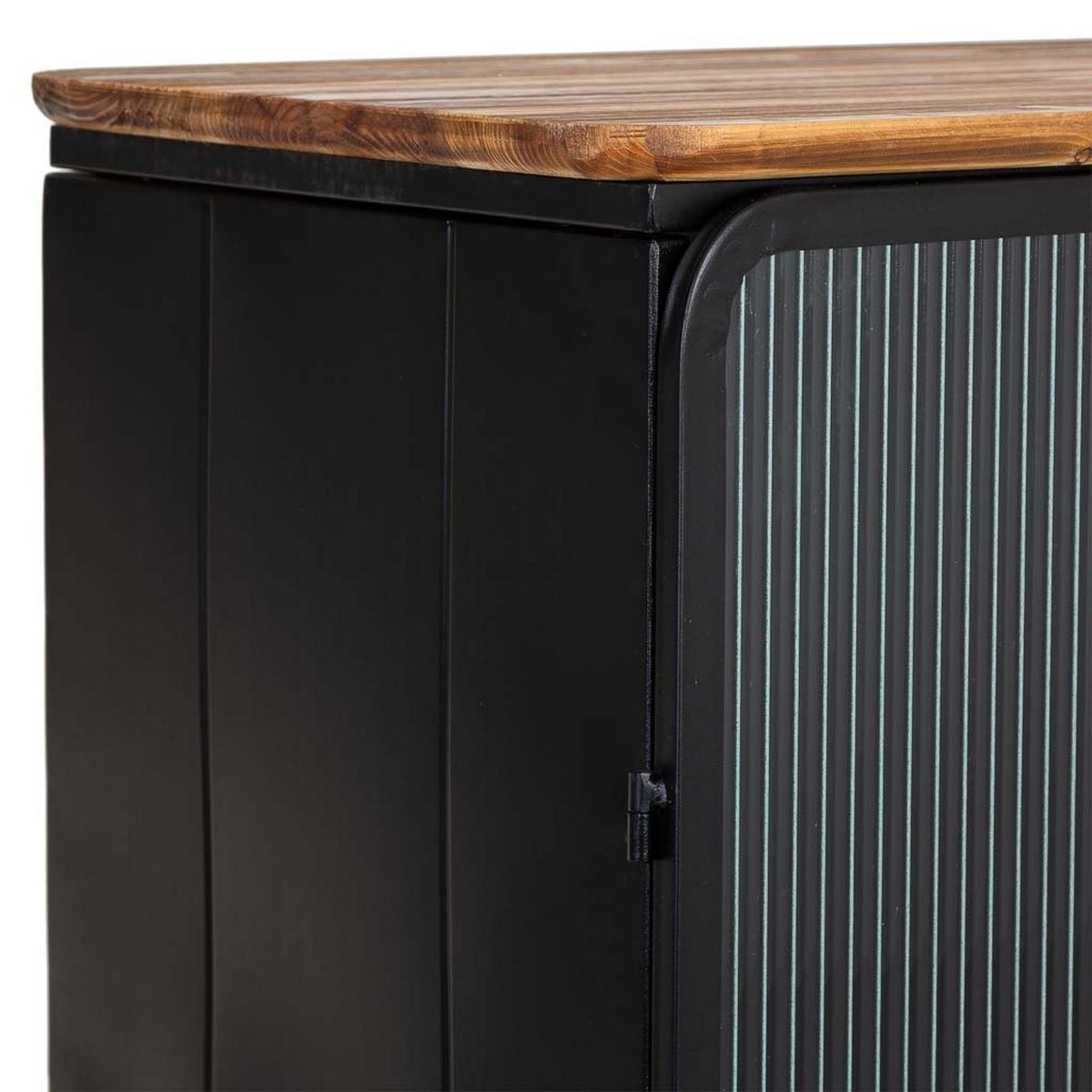VITRINE aus Metall, Holz und Glas mit 2 Türen, Schwarz, 84x36x152h cm - Schwarz, Holz (84/152/35cm) - Wanderlust