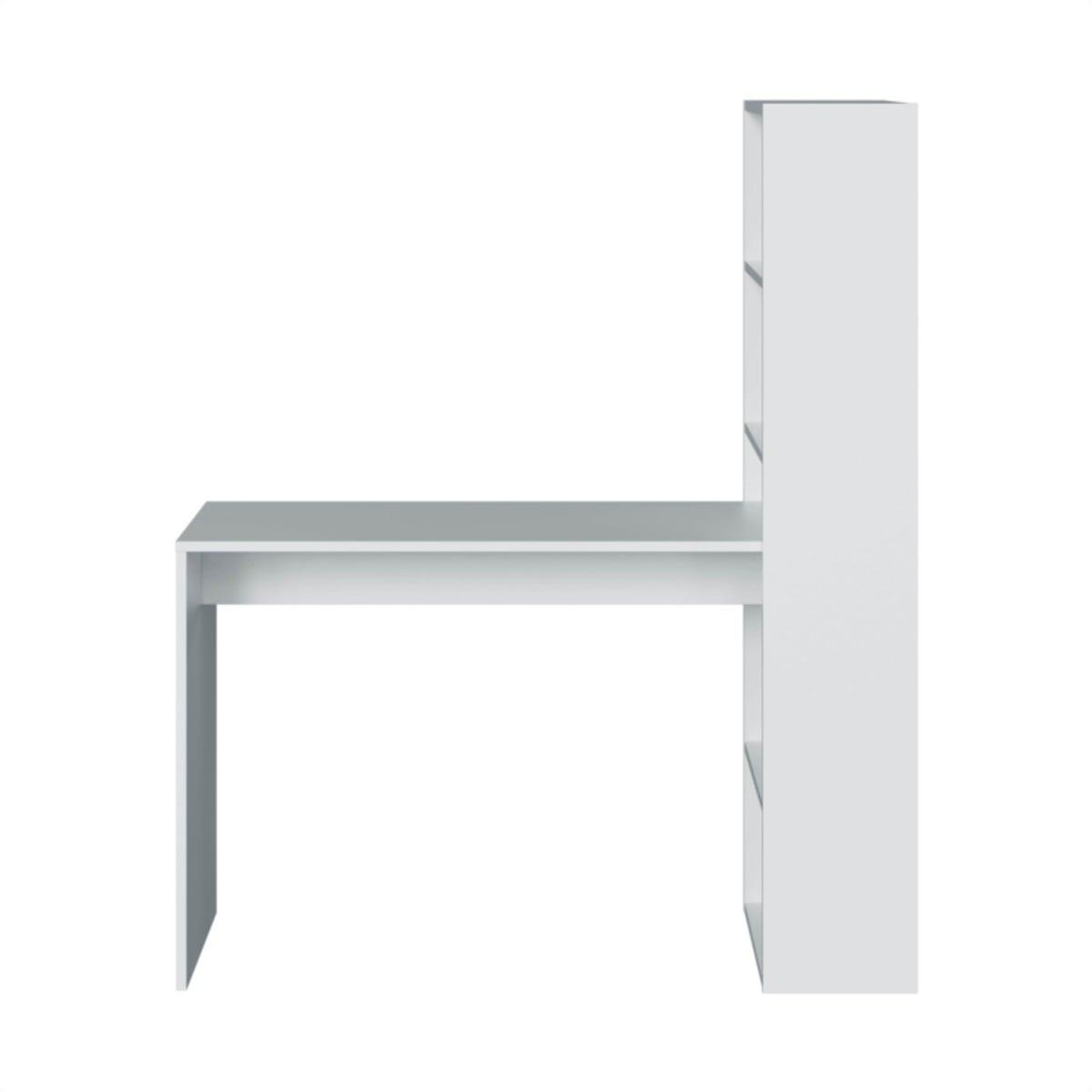 SCHREIBTISCH mit Regal - L120 cm - Weiß, Holzwerkstoff (6.7/53/144cm) - Calicosy