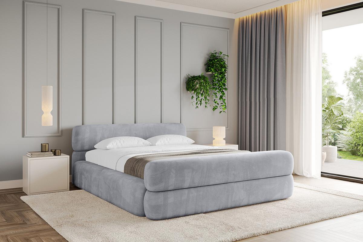 POLSTERBETT mit Bettkasten, Fußteil und Lattenrost, Boxbett mit Matratze H3/H4 - ENORA-Z-V1 180x200 Hellgrau - Hellgrau, Holzwerkstoff/Textil (180/200cm) - ALTDECOR
