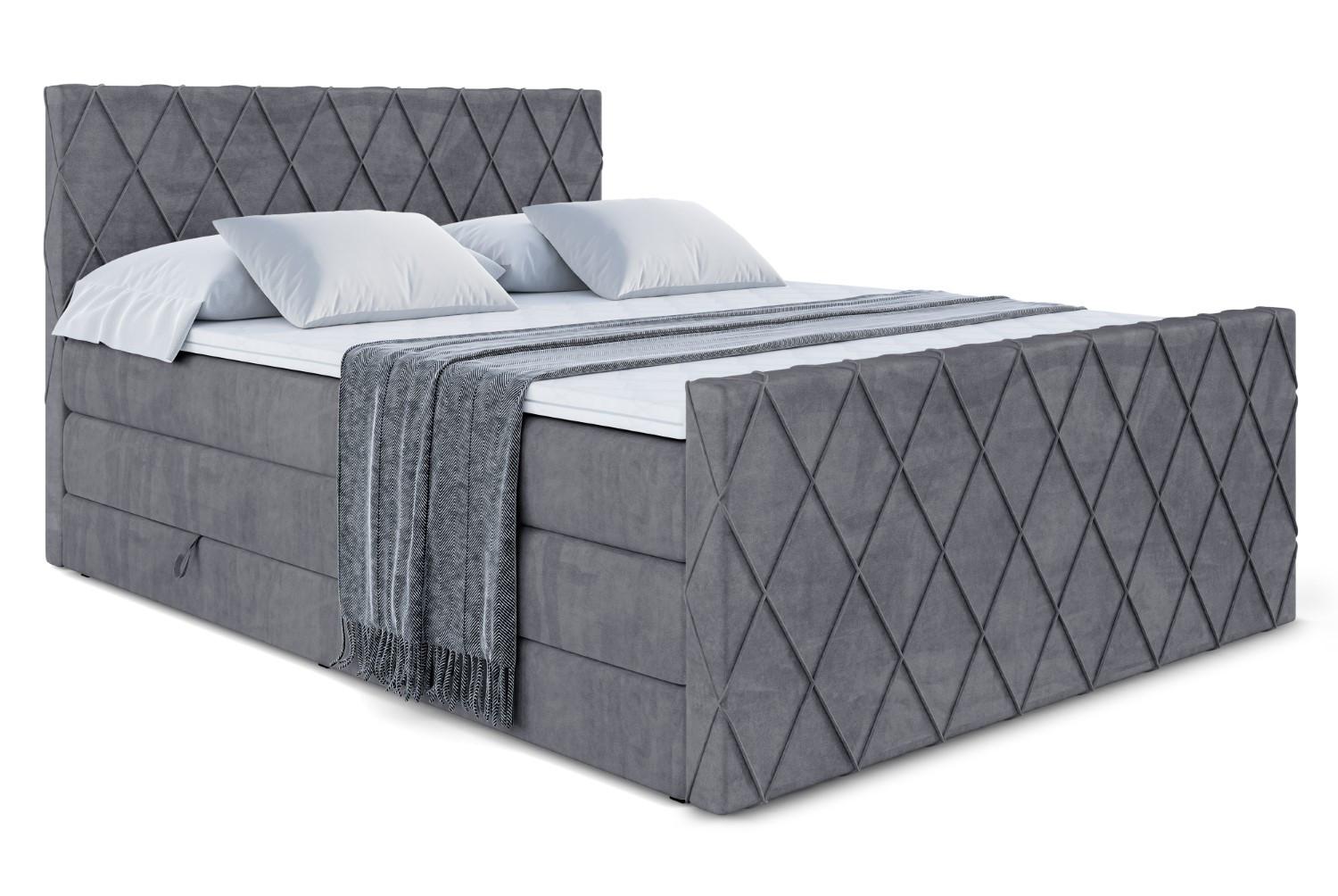 BOXSPRINGBETT LEPARO-Z KING - 160 x 200 - H3/H4 - Dunkelgrau - Dunkelgrau, Holzwerkstoff (160/200cm) - ALTDECOR