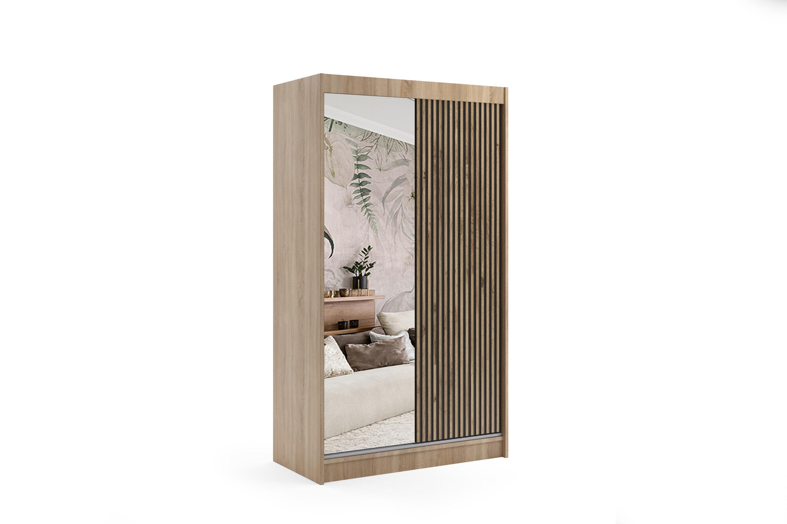 KLEIDERSCHRANK VILAN mit Spiegel - 120 cm - Sonoma Eiche|Eiche Wotan - Eiche Wotan/Sonoma Eiche, Holzwerkstoff (120/215/61cm) - ALTDECOR
