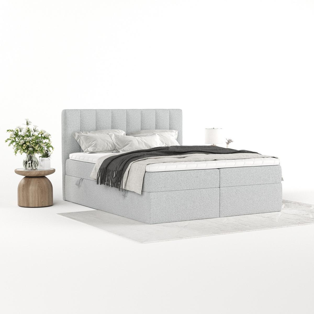 BOXBETT Bari 140/200 cm Hellgrau im Riva Stoff - Hellgrau, Holz/Holzwerkstoff (140/200cm) - AltaBeds