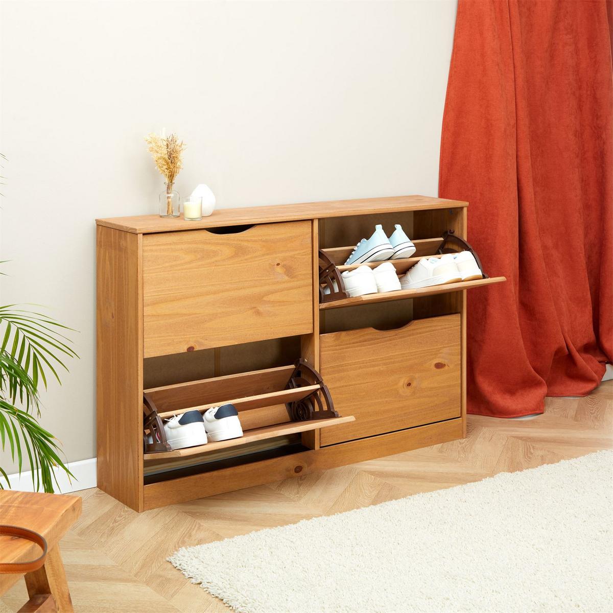 SCHUHKIPPER BASIL honigfarben - Honig, Holz (115/79/25cm) - IDIMEX