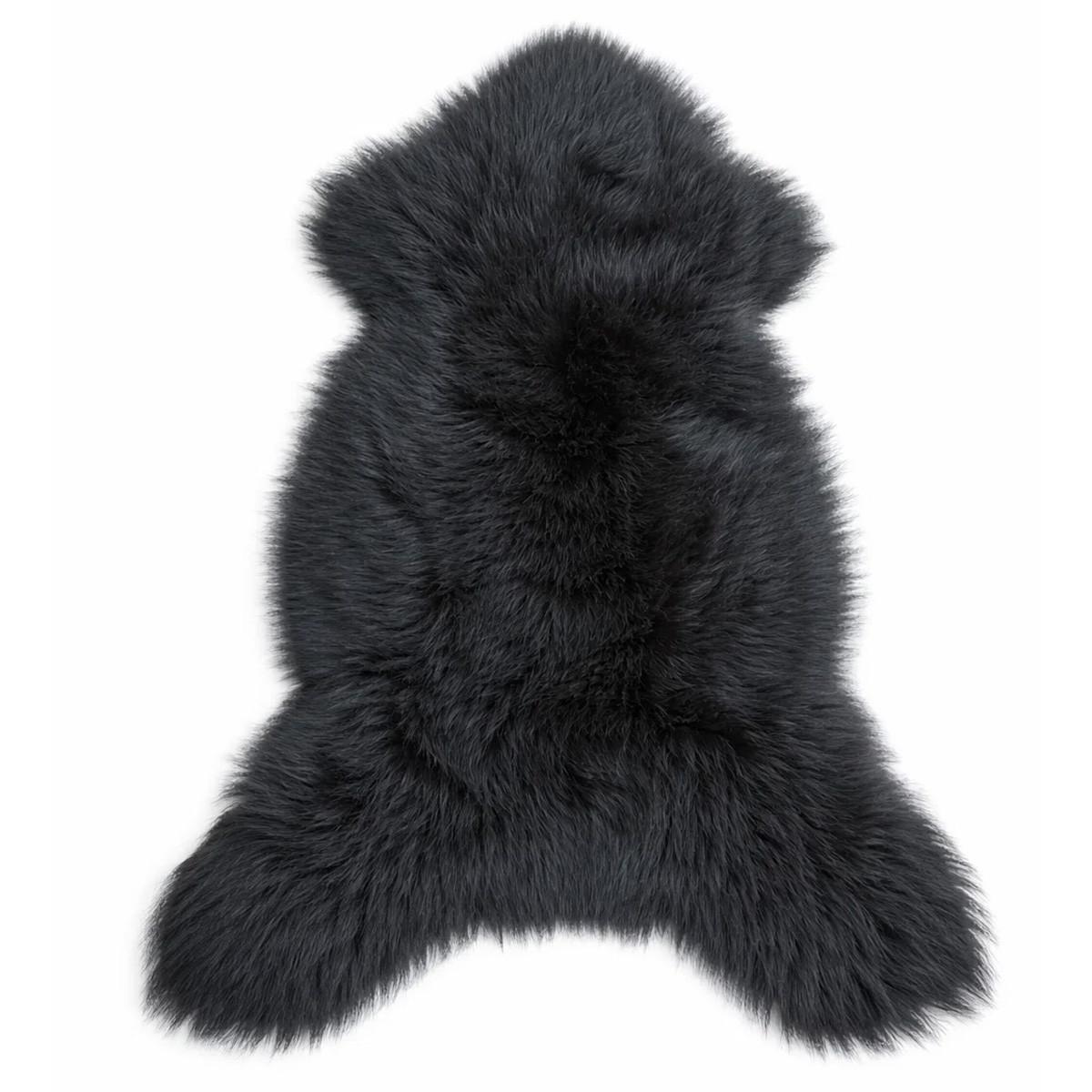 SCHAFFELL Natur Lammfell Weich Flauschig Wohnteppich, Schwarz, ca. 110 cm - Schwarz, Fell (60/110cm) - Provellus