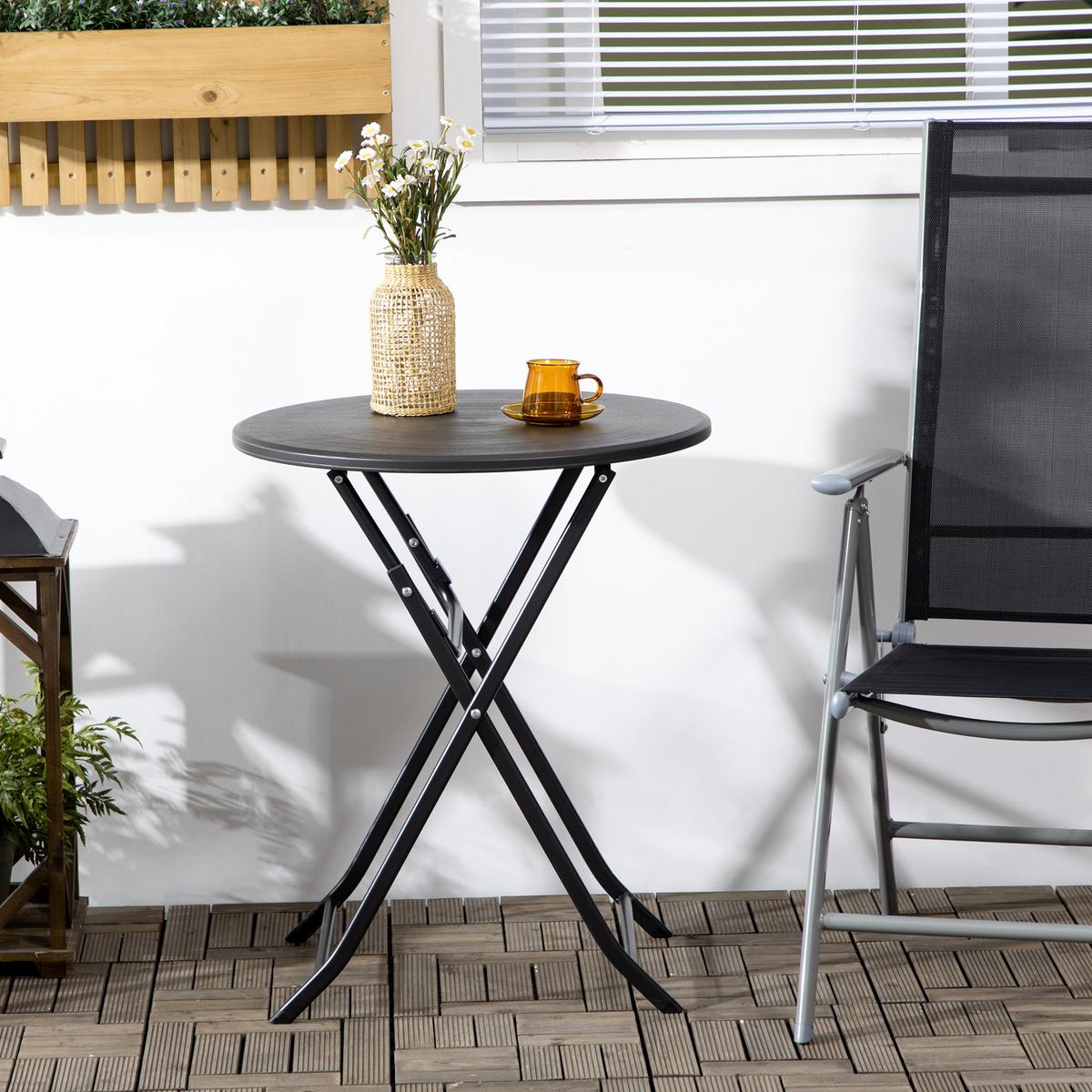 GARTENTISCH, Dunkelgrau, Stahl, HDPE - Dunkelgrau, Metall (60/60/73cm) - Outsunny