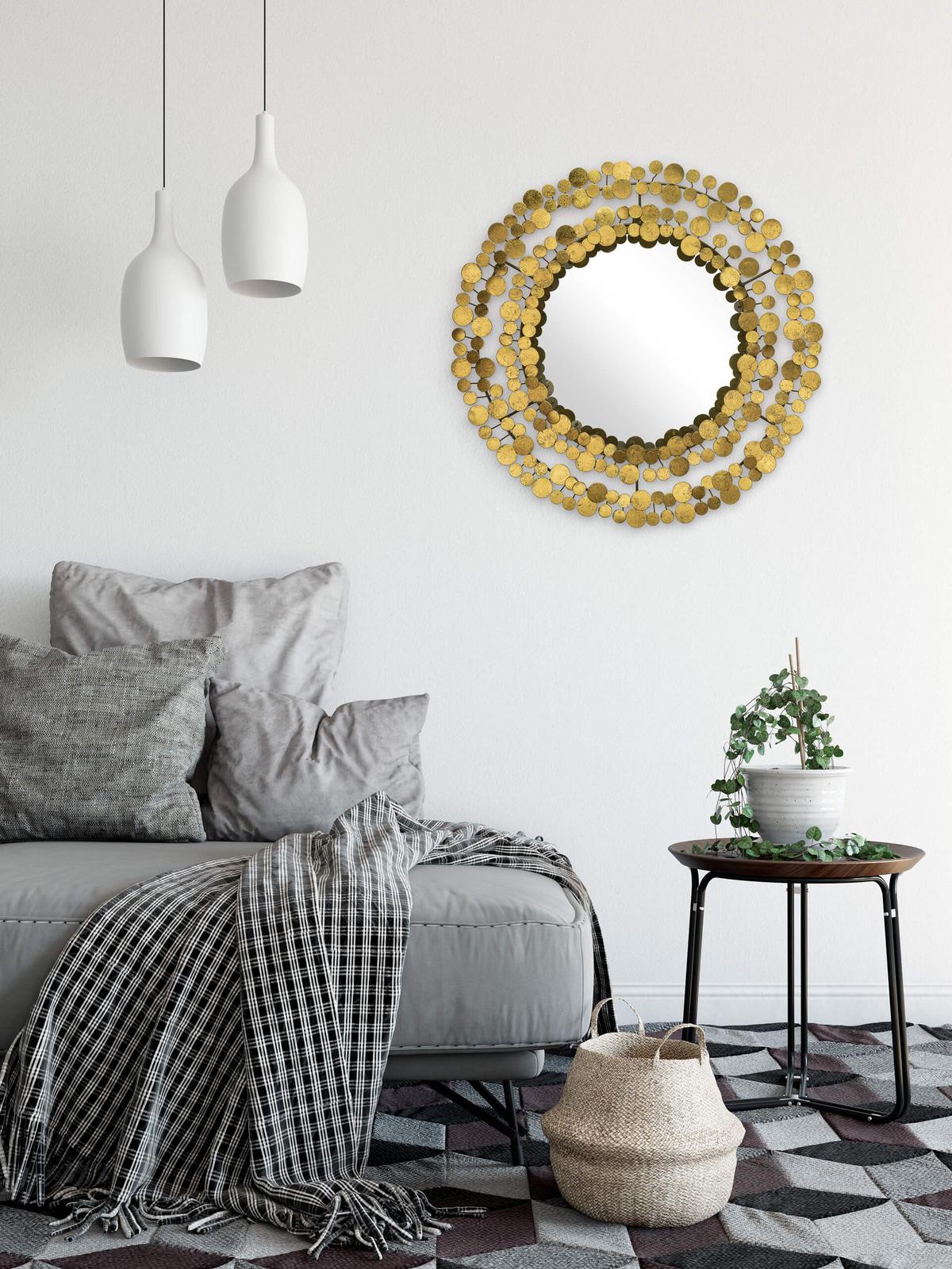 WANDSPIEGEL Gold 68/68 cm - Goldfarben, Metall (7.3/68/6cm) - KUNSTLOFT