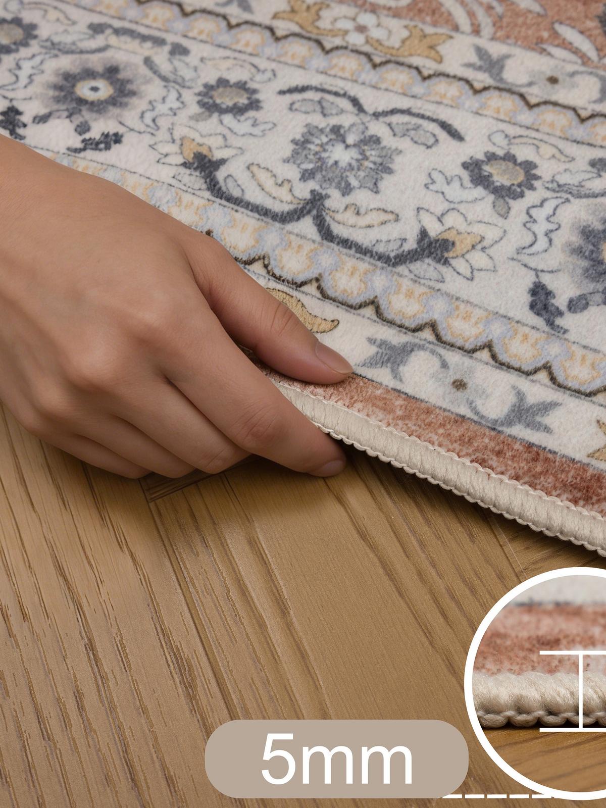 TEPPICH Kurzflor, waschbar, mit floralen Ornamenten, VERNANTE in Terrakotta-Creme, 120 x 170 cm - Rot, Textil (120/170cm) - KADIMA DESIGN