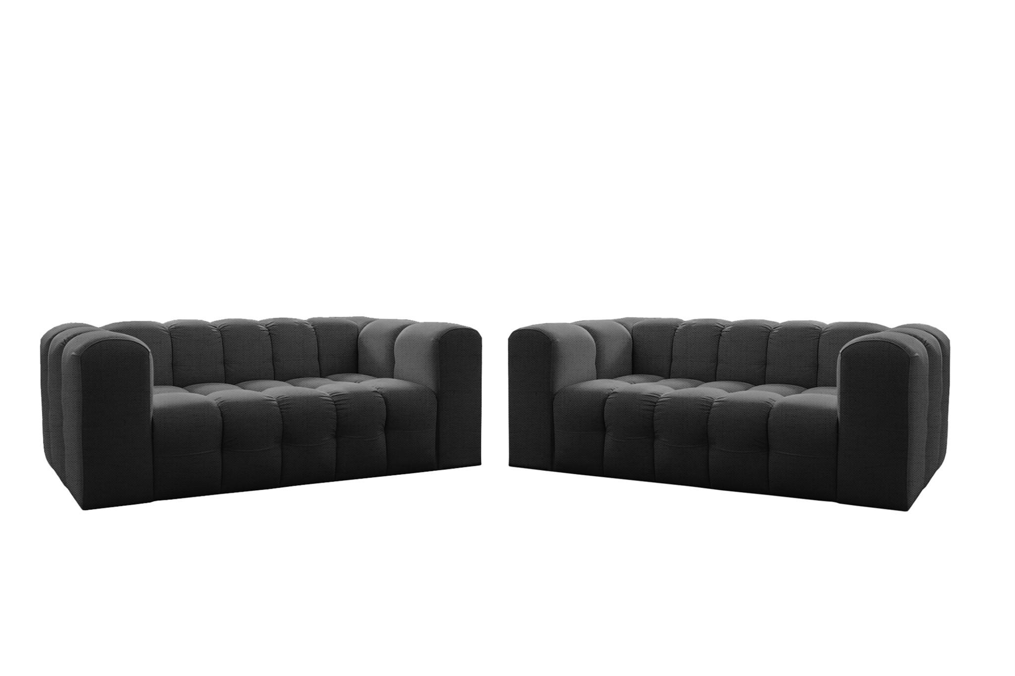 SOFASET Solvie 2-2 In Moly - Anthrazit, Holzwerkstoff/Textil (200/75/106cm) - Fun Möbel