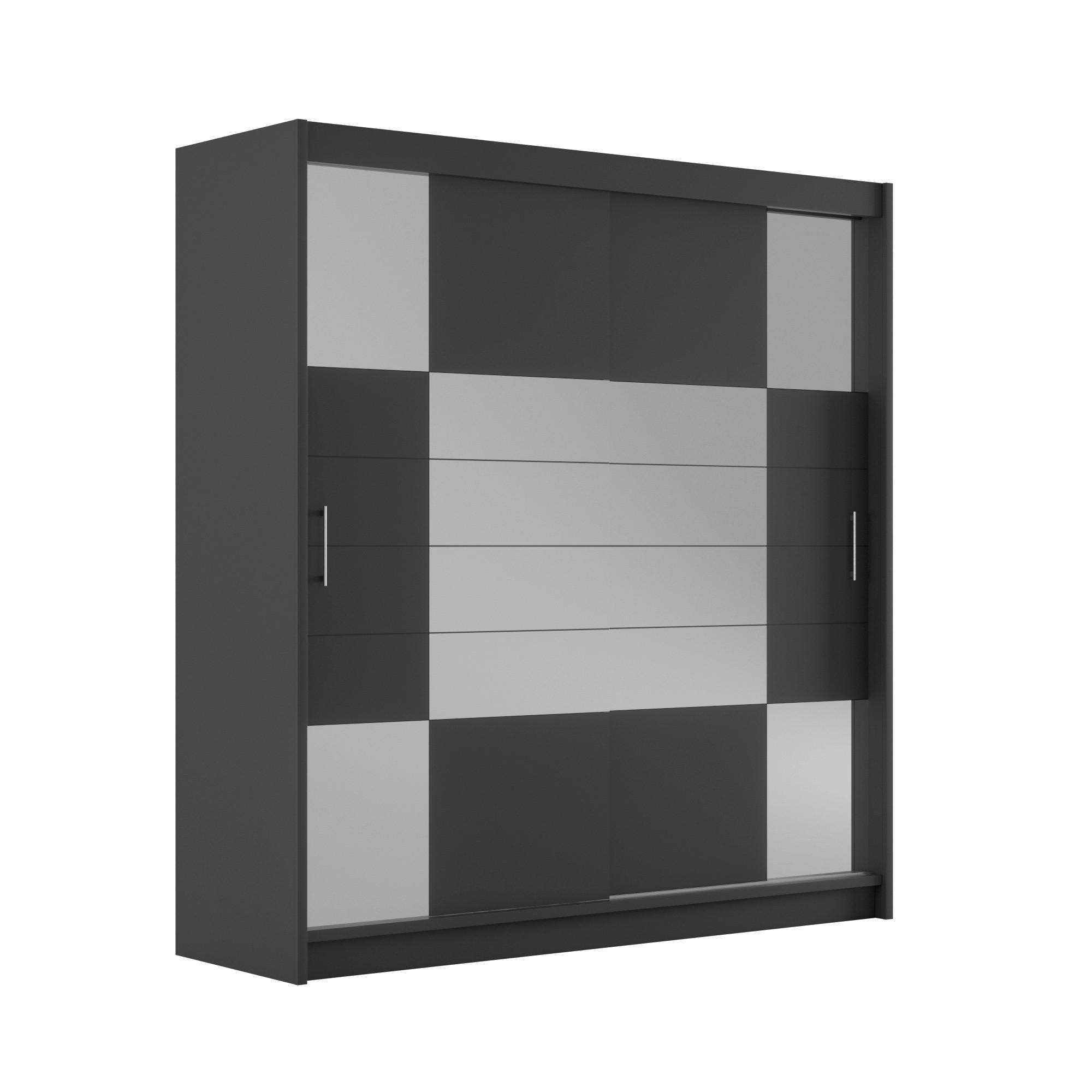 SCHWEBETÜRENSCHRANK KALISTA 203/215/61 cm 2-türig mit Spiegel Graphitfarben - Graphitfarben, Holzwerkstoff (203/215/61cm) - MASSENO