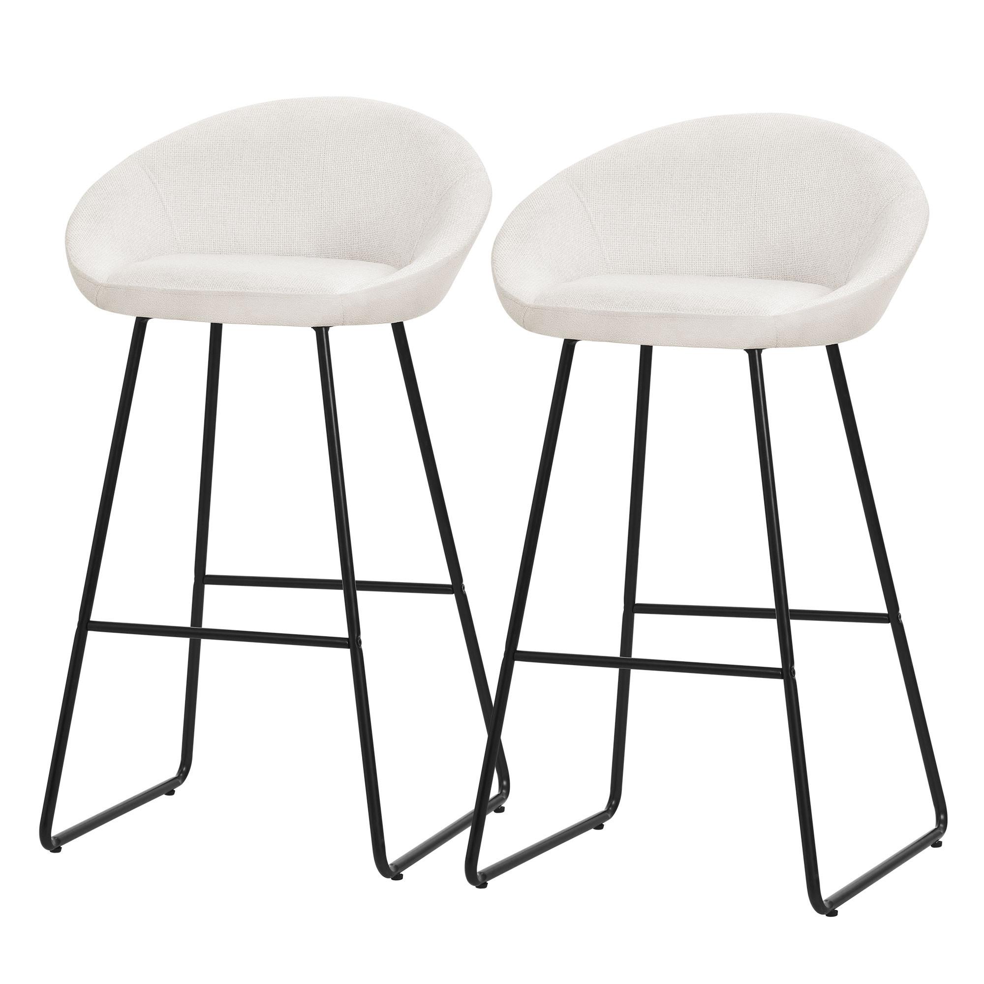 BARHOCKER 2er Set Beige mit Stoffbezug - Beige/Schwarz, Metall (56/94/50cm) - ML-DESIGN