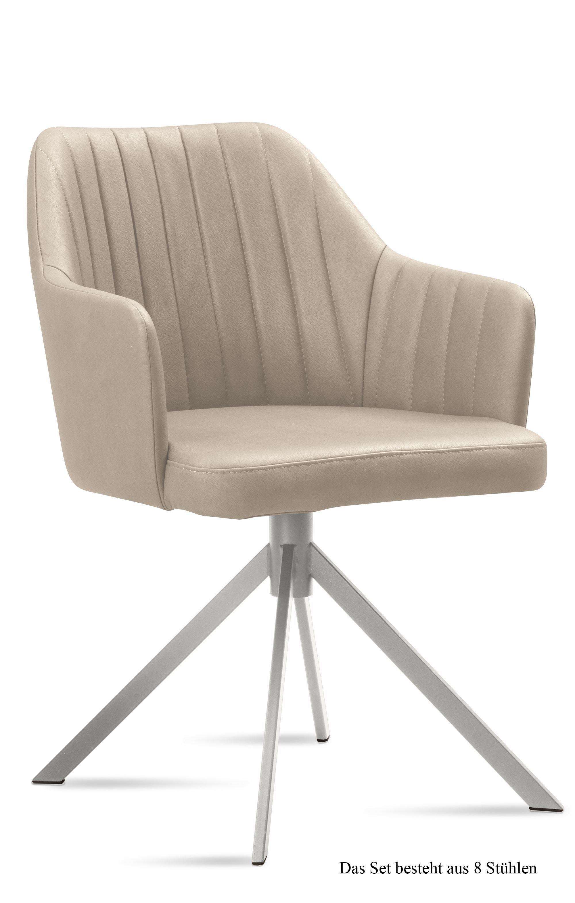ARMLEHNSTUHL (8er-Set) Dorthe 58x81x60 Edelstahl/Natur - Edelstahlfarben/Naturfarben, Kunststoff (60/81/58cm) - 58aufmkessel