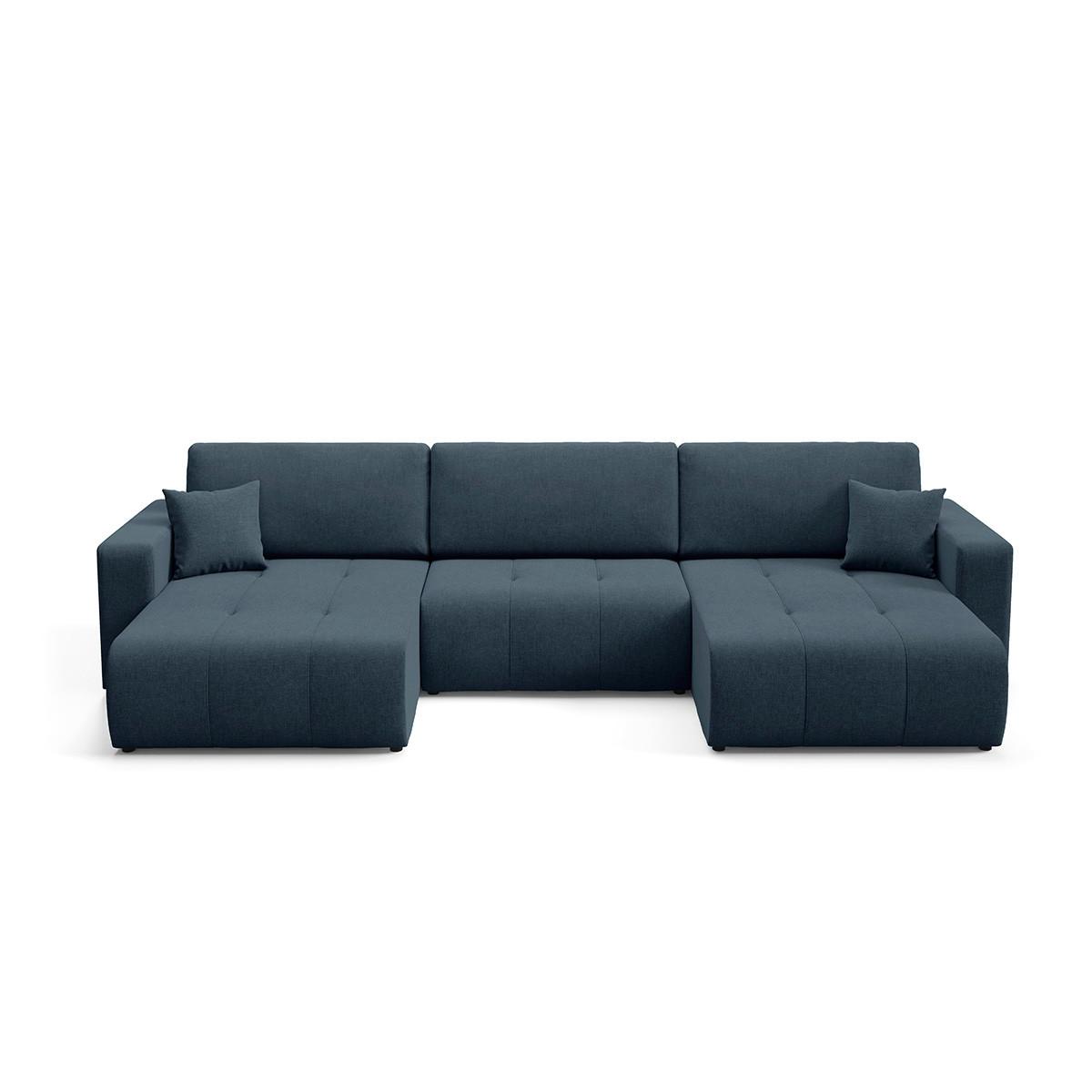 PANORAMASOFA Giulia 5 Sitzplätze Blau - Blau, Holz (344/82/149cm) - Petits-meubles