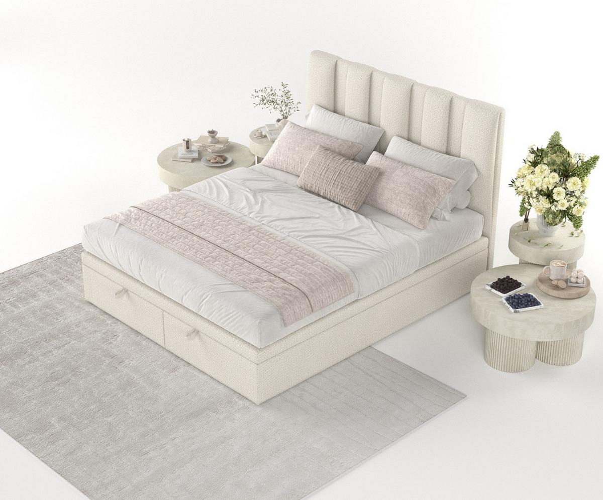 POLSTERBETT Orta mit Stauraum 140/200 cm Hellbeige im Alta Stoff - Sandfarben/Schwarz, Holz/Holzwerkstoff (140/200cm) - AltaBeds