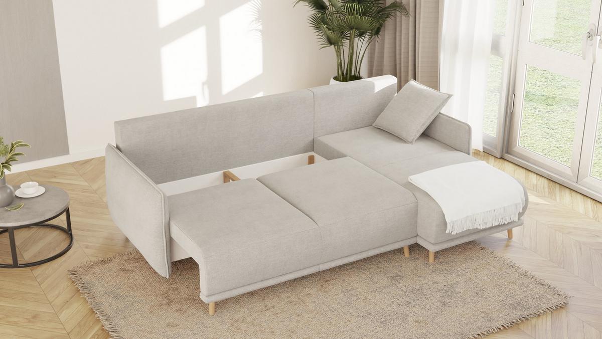 ECKSOFA Chroma Beige Luxusmicrofaser - Ecru/Beige, Holz/Textil (238/170cm) - S-Style