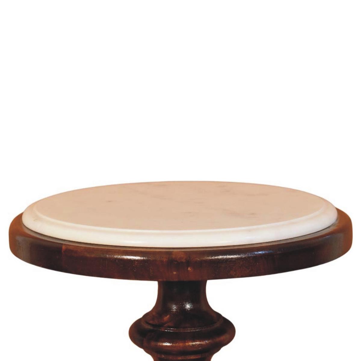 BEISTELLTISCH mit Kastanien-Finish, Marmorplatte oben, poliertes Braun - Braun, Holz (38/38/60cm) - Artisan Furniture